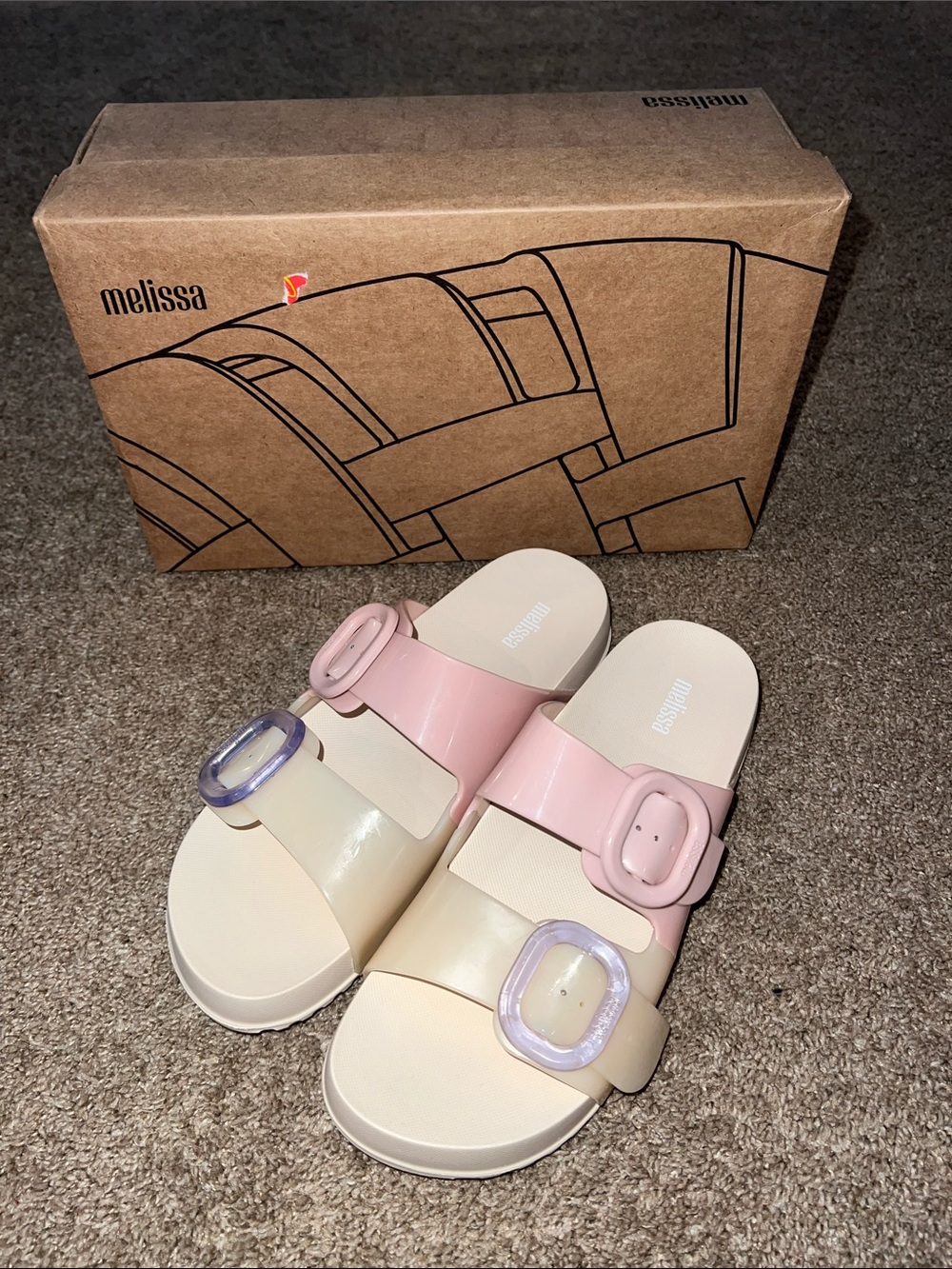 Melissa Jelly Slide Cozy in Pink/Beige
